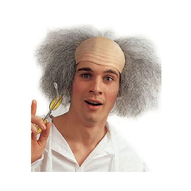 PERRUQUE HOMME PROFESSEUR FOU CRANE CHAUVE CHEVEUX GRIS PERRUQUE HOMME PROFESSEUR FOU CRANE CHAUVE CHEVEUX GRIS