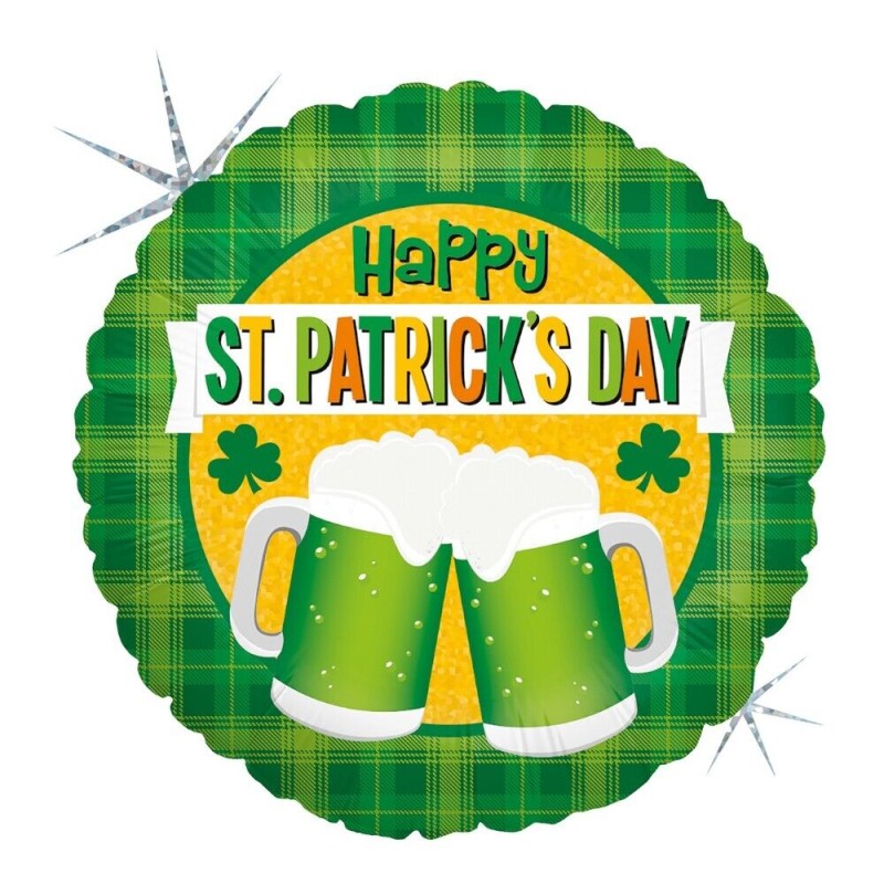 BALLON METALLIQUE ROND HAPPY ST PATRICK'S DAY 46CM 