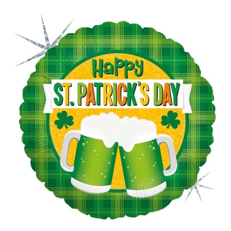 BALLON METALLIQUE ROND HAPPY ST PATRICK'S DAY 46CM 