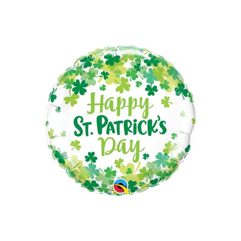 BALLON METALLIQUE ROND HAPPY ST PATRICK'S DAY 46CM 