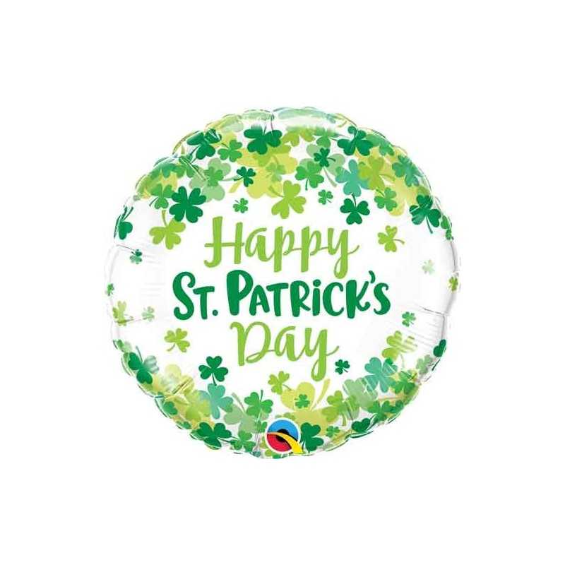 BALLON METALLIQUE ROND HAPPY ST PATRICK'S DAY 46CM
