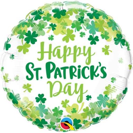 BALLON METALLIQUE ROND HAPPY ST PATRICK'S DAY 46CM 