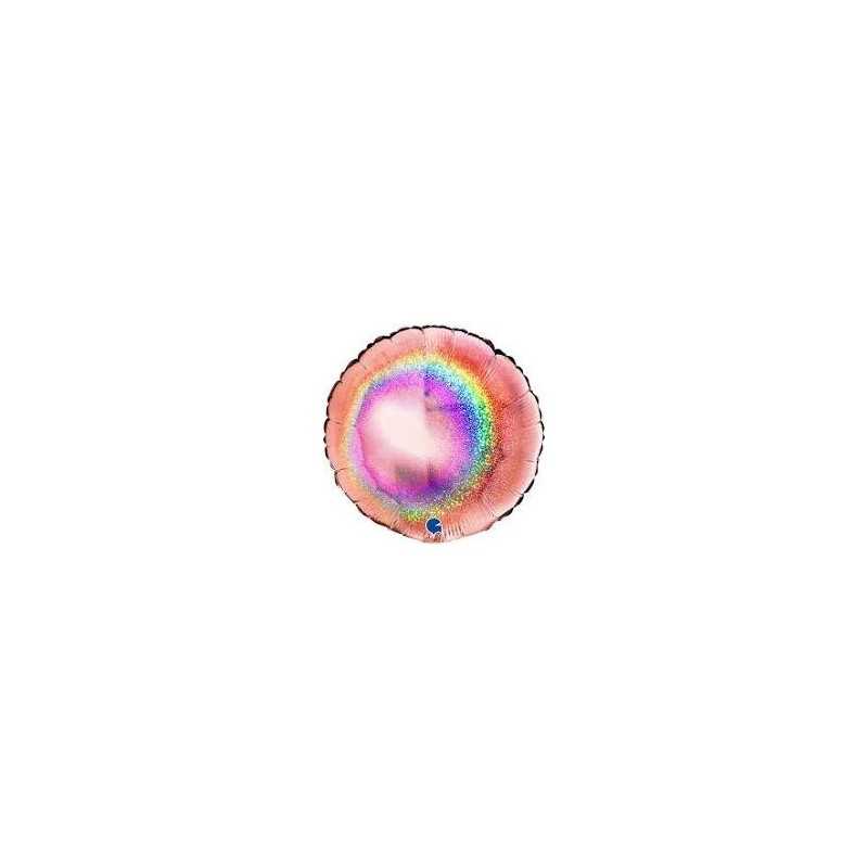 BALLON METALLIQUE ROND GLITTER ROSE GOLD 46CM 