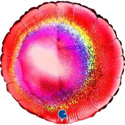 BALLON METALLIQUE ROND GLITTER ROUGE 46CM