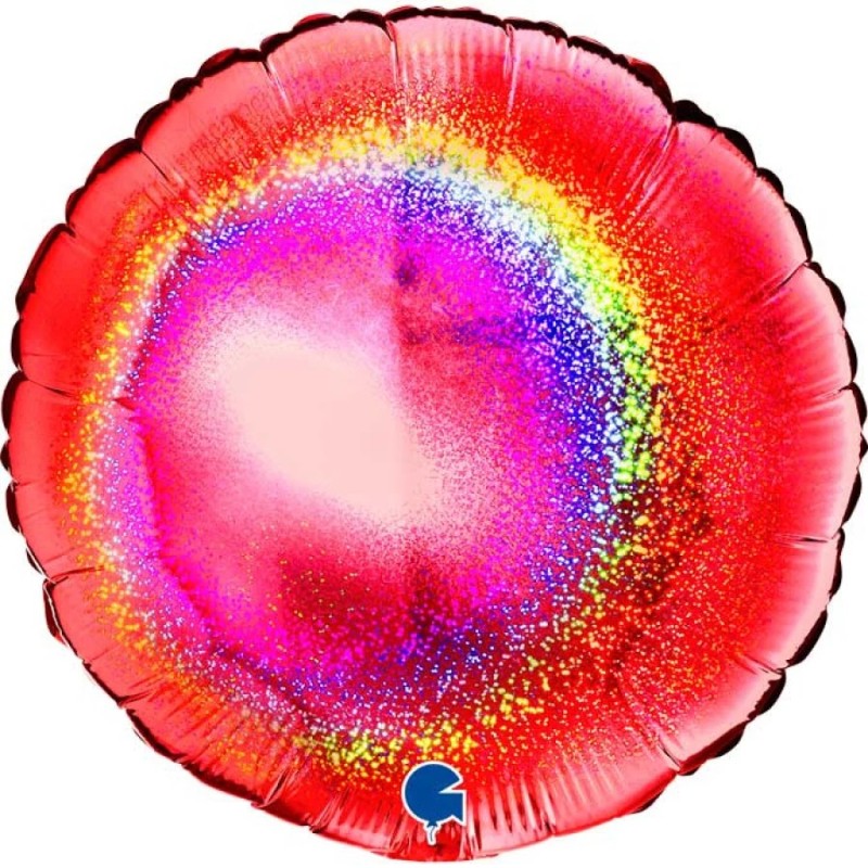BALLON METALLIQUE ROND GLITTER ROUGE 46CM  BALLON METALLIQUE ROND GLITTER ROUGE 46CM