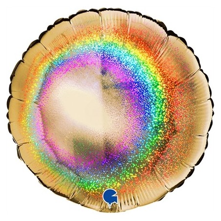 BALLON METALLIQUE ROND GLITTER OR 46CM 
