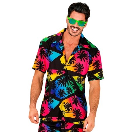 CHEMISE FLEUR HAWAI SUR FOND  PALM BEACH TAILLE L-XL