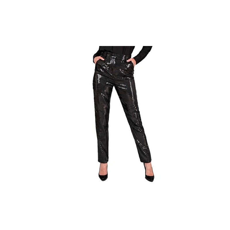 DEGUISEMENT PANTALON FEMME SEQUIN NOIR  TAILLE L