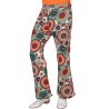 DEGUISEMENT PANTALON ANNEES 60-70 IVOIRE A MOTIFS ORANGE TURQUOISE TAILLE L-XL