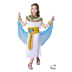 DEGUISEMENT CLEOPATRE OU EGYPTIENNE BLANC OR ET BLEU TAILLE 5-6 ANS