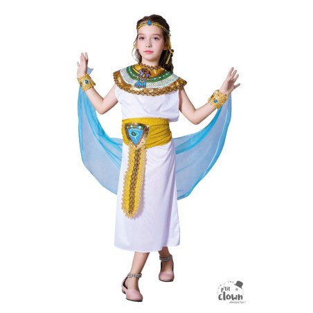 DEGUISEMENT CLEOPATRE OU EGYPTIENNE BLANC OR ET BLEU TAILLE 5-6 ANS