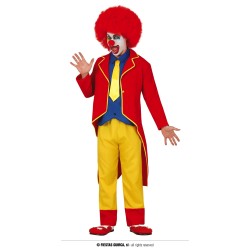 DEGUISEMENT HOMME CLOWN VESTE ROUGE PANTALON JAUNE CHEMISE BLEU TAILLE M