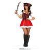 DEGUISEMENT PIRATE FEMME CORSAIRE ROBE ROUGE ET NOIR  TAILLE M