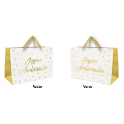 SAC CADEAU MOYEN JOYEUX ANNIVERSAIRE OR 30X25CM