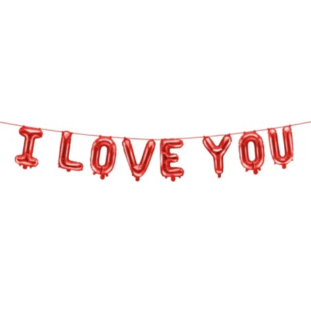 BALLON GUIRLANDE METALLIQUE I LOVE YOU 35 CM X 210 CM 