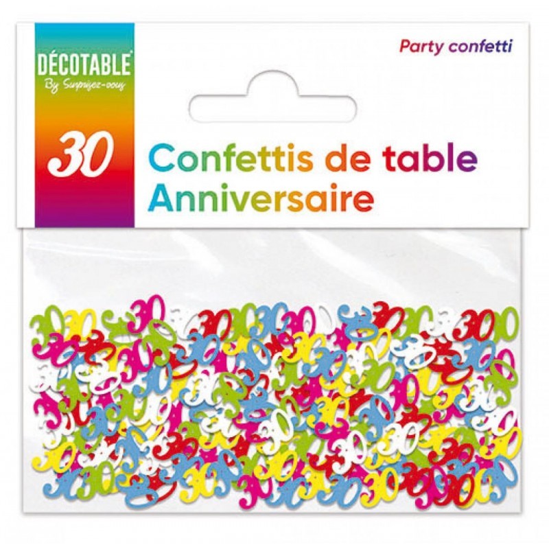 CONFETTIS DE TABLE MULTICOLOR 30 ANS 