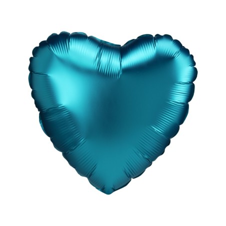 BALLON METALLIQUE COEUR BLEU AQUA SATIN 43 CM 