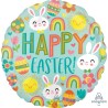 BALLON METALLIQUE ROND HAPPY EASTER 43 CM 