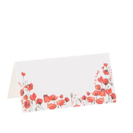 10 MARQUE PLACE POPPY LOVE COQUELICOT ROUGE AQUARELLE ET OR 8 X 4 CM