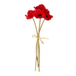 BOUQUET DE 4 FLEURS COQUELICOTS COULEUR ROUGE 35 CM