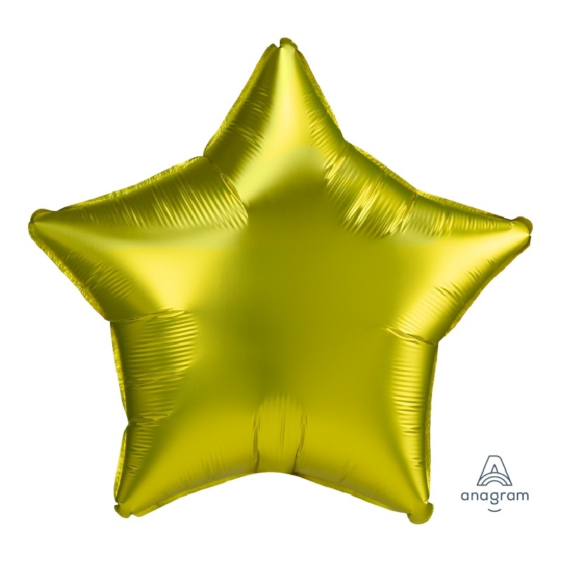 BALLON METALLIQUE ETOILE 43CM SATIN LEMON CITRON VERT