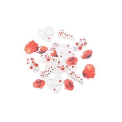 100 CONFETTIS POPPY LOVE COQUELICOT ROUGE AQUARELLE ET OR 