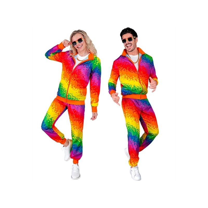DEGUISEMENT JOGGING OU SURVETEMENT ARC-EN-CIEL ANNEE 80-90 TAILLE L DEGUISEMENT JOGGING OU SURVETEMENT ARC-EN-CIEL ANNEE 80-90 TAILLE L