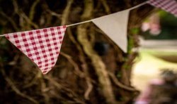 GUIRLANDE PAVILLONS 10 FANIONS VICHY ROUGE ET BLANC 2 METRES