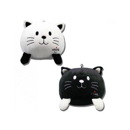 PELUCHE 20 CM MIAOU CHAT NOIR OU CHAT BLANC