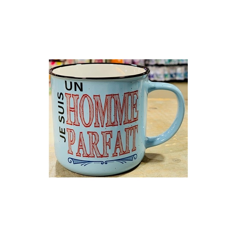 MUG COULEUR BLEU JE SUIS UN HOMME PARFAIT MUG COULEUR BLEU JE SUIS UN HOMME PARFAIT