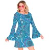 DEGUISEMENT TUNIQUE OU ROBE COURTE HIPPIE BLEUE TAILLE L