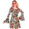 DEGUISEMENT TUNIQUE OU ROBE COURTE HIPPIE ORANGE BEIGE TURQUOISE TAILLE XXL