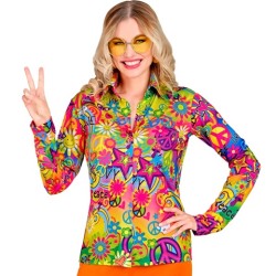 DEGUISEMENT CHEMISE FEMME PEACE AND LOVE GROOVY COLOREE TAILLE S-M