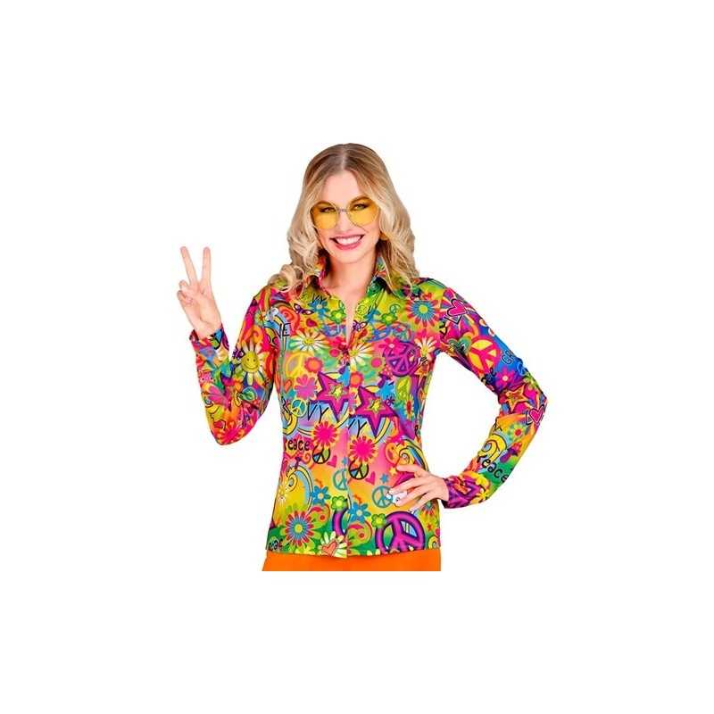 DEGUISEMENT CHEMISE FEMME PEACE AND LOVE GROOVY COLOREE TAILLE S-M