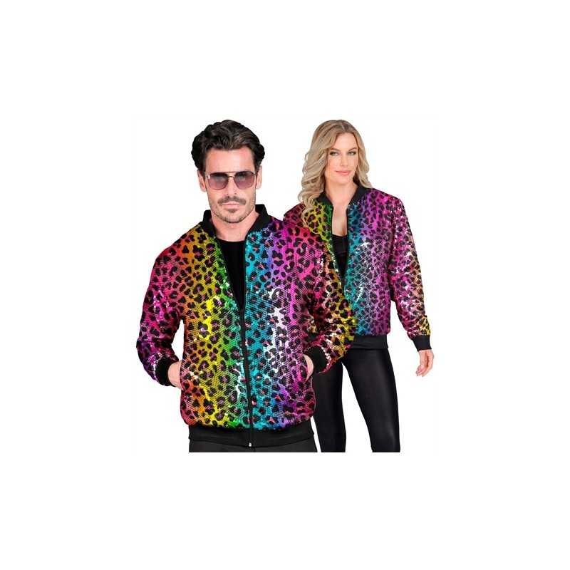 DEGUISEMENT BLOUSON BOMBER AVEC CAPUCHE MULTICOLORE LEOPARD TAILLE L-XL