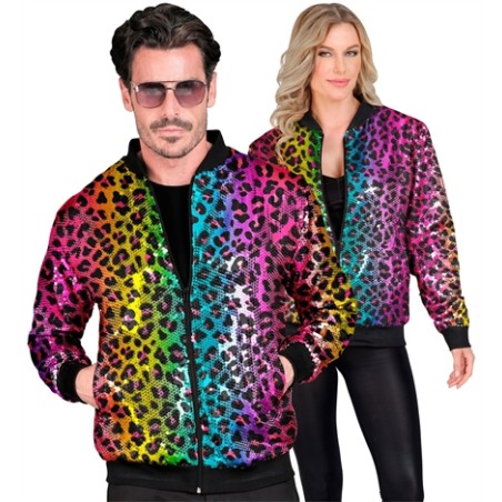 DEGUISEMENT BLOUSON BOMBER AVEC CAPUCHE MULTICOLORE LEOPARD TAILLE L-XL