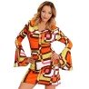 DEGUISEMENT ROBE FEMME GROOVY ANNEES 70 MARRON ORANGE VERT TAILLE XXL