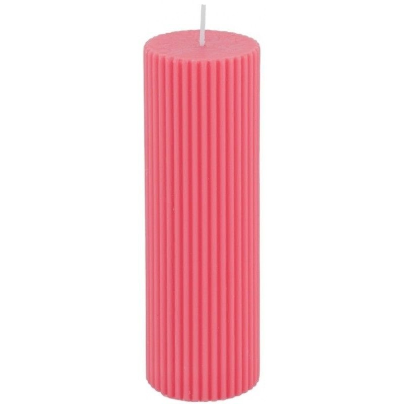 BOUGIE PILIER CANNELEE PINK LADY DIA 5 CM X 15 CM  BOUGIE PILIER CANNELEE PINK LADY DIA 5 CM X 15 CM