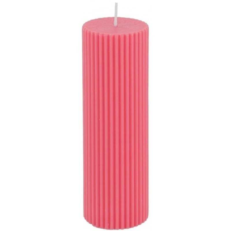 BOUGIE PILIER CANNELEE PINK LADY DIA 5 CM X 15 CM 