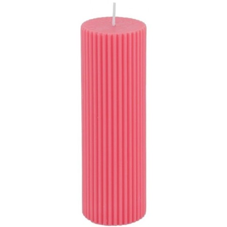 BOUGIE PILIER CANNELEE PINK LADY DIA 5 CM X 15 CM 