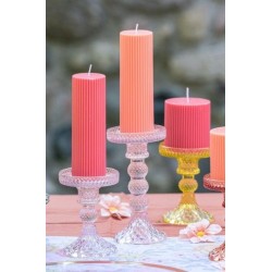 BOUGIE PILIER CANNELEE PINK LADY DIA 5 CM X 15 CM 