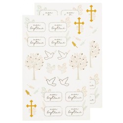48 STICKERS MON BAPTEME MODELES ET TAILLES ASS 