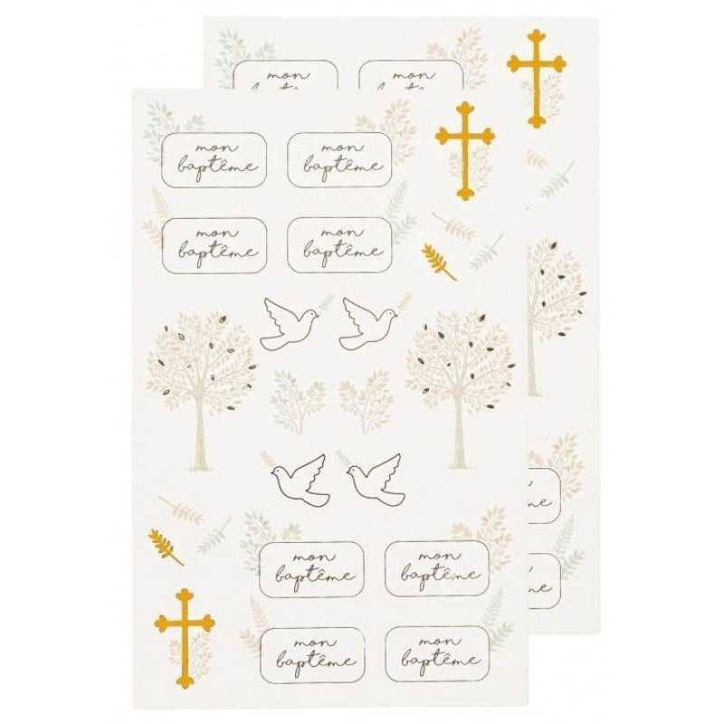 48 STICKERS MON BAPTEME MODELES ET TAILLES ASS 