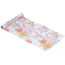 CHEMIN DE TABLE TARLATANE SMOOTH FLOWERS 28 CM X 3M