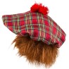 BERET ROUGE AVEC CHEVEUX TARTAN 