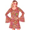 DEGUISEMENT TUNIQUE OU ROBE COURTE FEMME MOTIFS COLOREES ANNEES 60-70 TAILLE XS