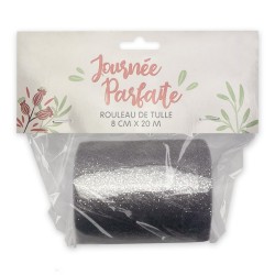 ROULEAU DE TULLE ARGENT 8 CM X 20 M