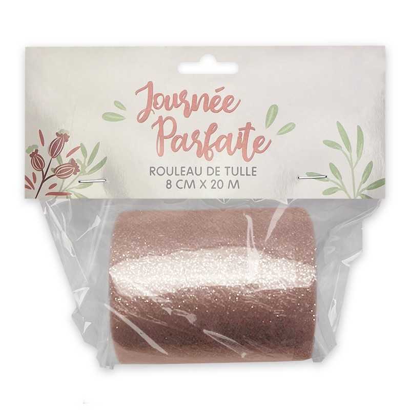 ROULEAU DE TULLE ROSE GOLD 8 CM X 20 M
