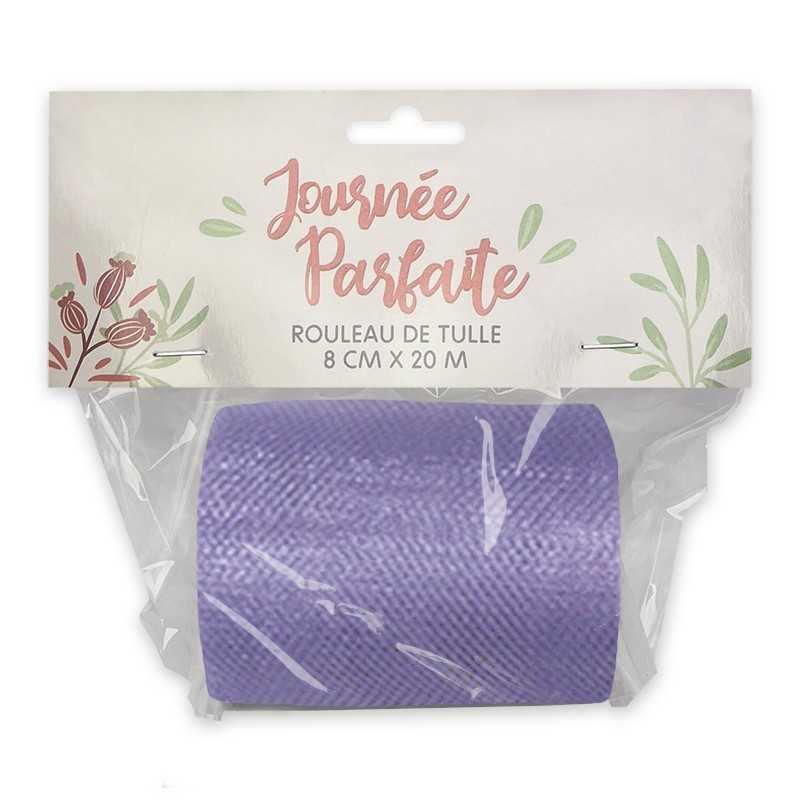 ROULEAU DE TULLE MAUVE 8 CM X 20 M