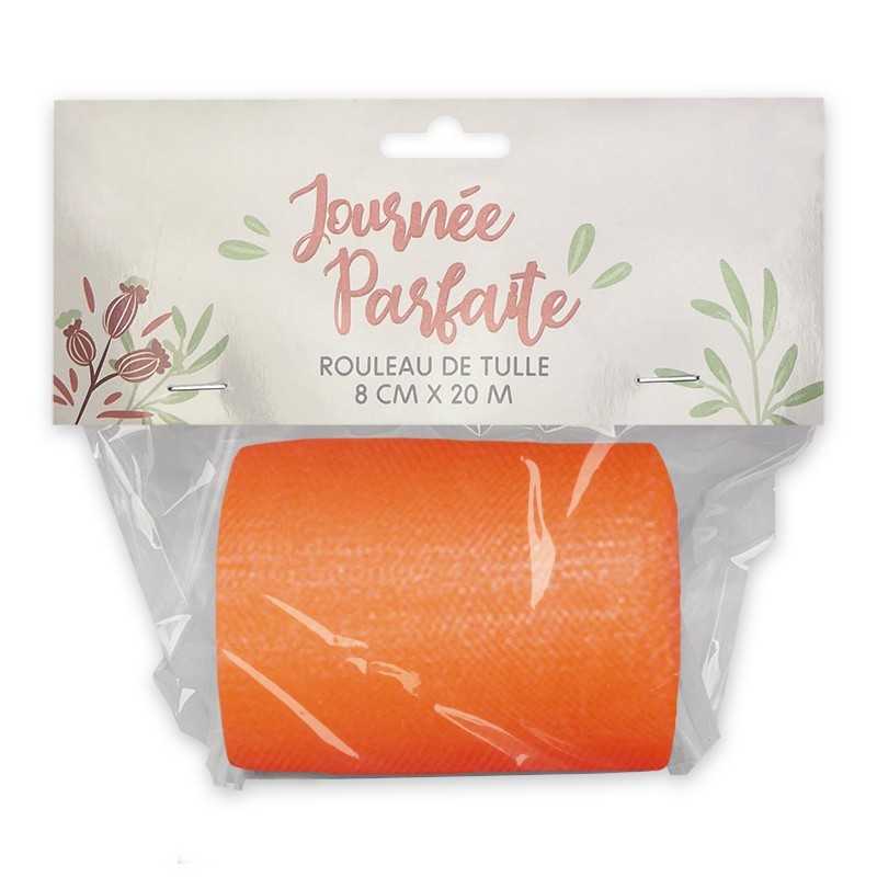 ROULEAU DE TULLE ORANGE 8 CM X 20 M